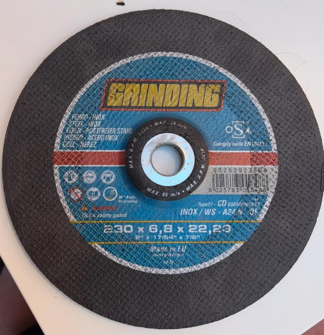 Disco de Desbaste GRINDING 230mm para Acero Inoxidable - Type 27 | Hierro y Acero | 230x6.8x22.23mm