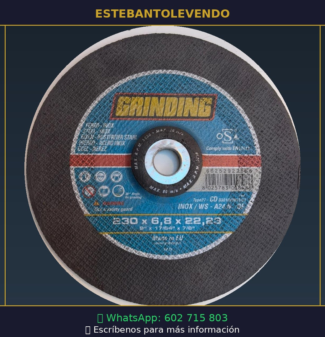 Disco de Desbaste GRINDING 230mm para Acero Inoxidable - Type 27 | Hierro y Acero | 230x6.8x22.23mm
