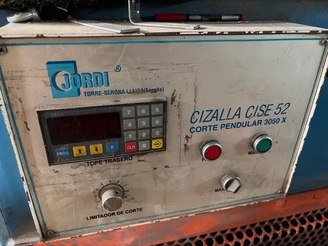 Cizalla Hidráulica Jordi 3050 mm Corte Pendular con Tope Trasero Digital
